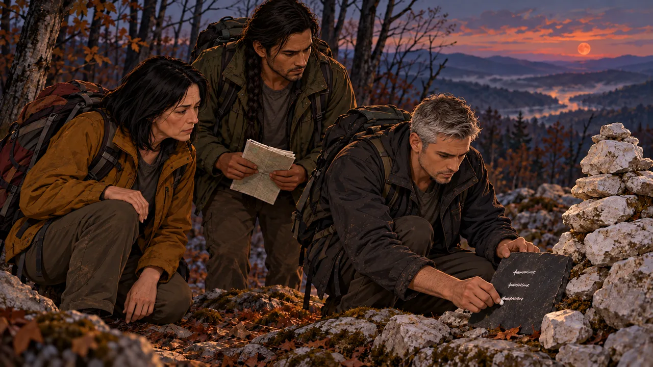 Cover illustration for Three names on white stone